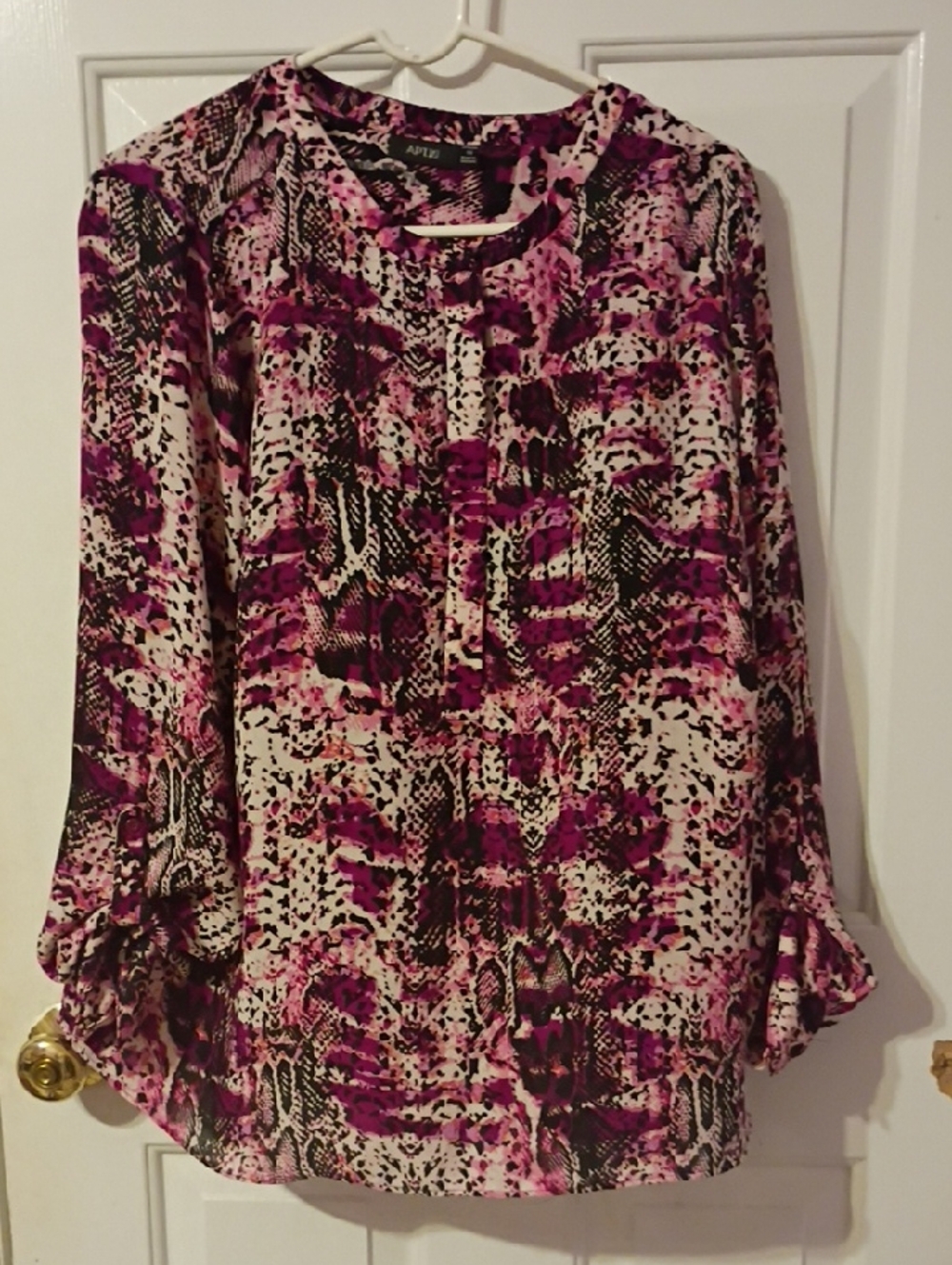 APT. 9 Purple Print Long-Sleeve Blouse